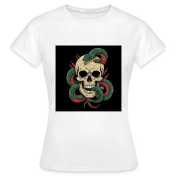 Shadow & – Crâne et serpent combinés - T-shirt Femme - blanc - Devant - AI Model Female 172 dark (172cm)