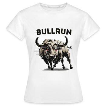 Cotations de la Bourse de Bullrun Krypro Bull Red Eye - T-shirt Femme - blanc - Devant - AI Model Female 172 dark (172cm)