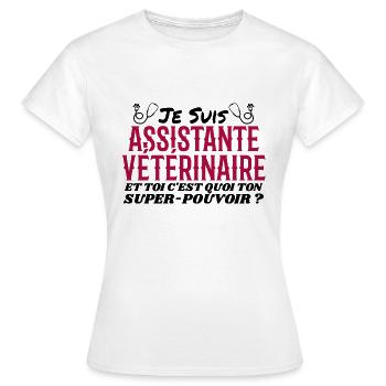 Assistant | Vet | Gift | Super power - Women's T-Shirt - white - Front - AI Model Female 172 dark (172cm)