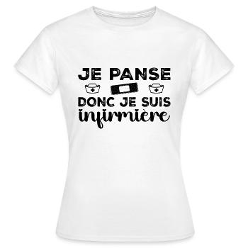 Je Panse Donc Je Suis Infirmière - T-shirt Femme - blanc - Devant - AI Model Female 172 dark (172cm)