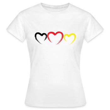 Deutschlandfahne Deutschlandflagge Herz - Frauen T-Shirt - Weiß - Vorne - AI Model Female 172 dark (172cm)