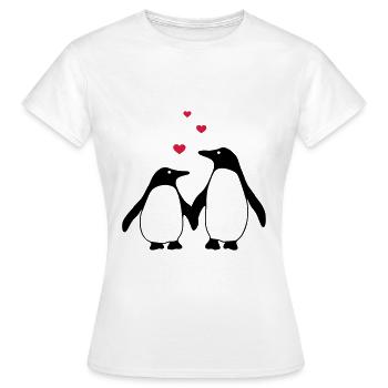 verliebte Pinguine - Frauen T-Shirt - Weiß - Vorne - AI Model Female 172 dark (172cm)