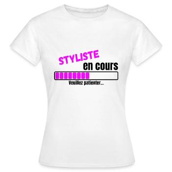 styliste en cours de chargement - T-shirt Femme - blanc - Devant - AI Model Female 172 dark (172cm)