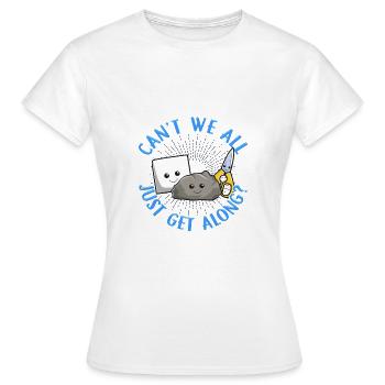 Ne pouvons-nous pas tous nous entendre Rock Paper Scissors - T-shirt Femme - blanc - Devant - AI Model Female 172 dark (172cm)