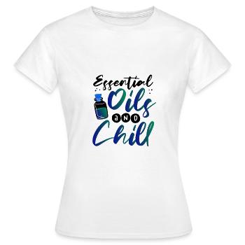 Huiles essentielles et huile essentielle de refroidissement - T-shirt Femme - blanc - Devant - AI Model Female 172 dark (172cm)
