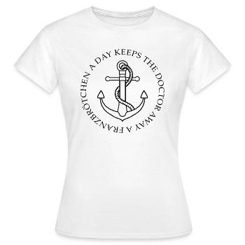 A Franzbrötchen a day keeps the Doctor away - Frauen T-Shirt - Weiß - Vorne - AI Model Female 172 dark (172cm)