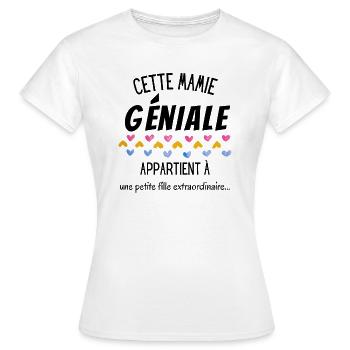 Cadeau Mamie géniale et petite fille - Grand-mère - T-shirt Femme - blanc - Devant - AI Model Female 172 dark (172cm)