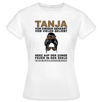Tanja Gehasst Geliebt Großes Mundwerk - Frauen T-Shirt - Weiß - Vorne - AI Model Female 172 dark (172cm)