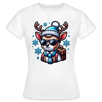 École Renne Écolier Écolier Temps Scolaire Noël - T-shirt Femme - blanc - Devant - AI Model Female 172 dark (172cm)