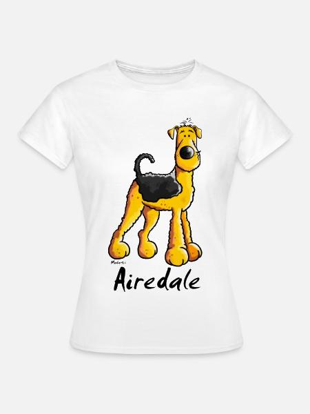 Fröhlicher Airedale Terrier - Frauen T-Shirt - Weiß
