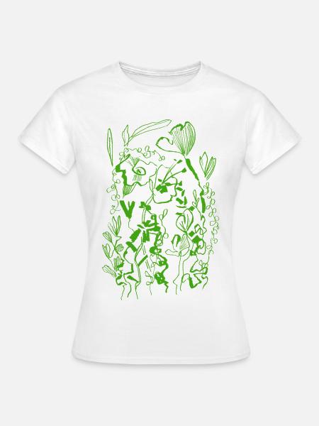GRÜNE BLUMEN - Frauen T-Shirt - Weiß