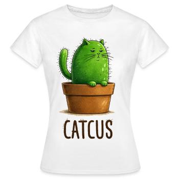 Catcus – Kaktuskatze mit Attitude - Frauen T-Shirt - Weiß - Vorne - AI Model Female 172 dark (172cm)