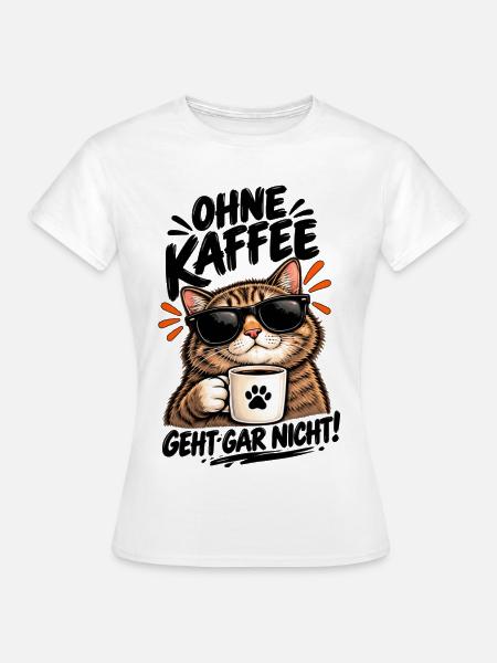 Katzencool Kaffee mit Sonnenbrille - Frauen T-Shirt - Weiß
