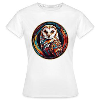 Farbenfrohes Portrait einer Schleiereule - Frauen T-Shirt - Weiß - Vorne - AI Model Female 172 dark (172cm)