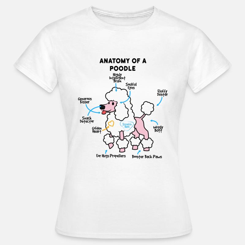 Puudelin anatomia - Naisten t-paita - valkoinen