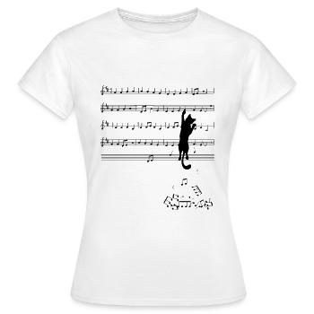Katze Musik Noten - Frauen T-Shirt - Weiß - Vorne - AI Model Female 172 dark (172cm)