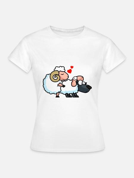 Wolf Schaf Liebe Lustig - Frauen T-Shirt - Weiß