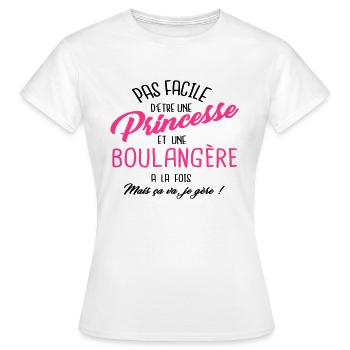 Princesse et boulangère - T-shirt Femme - blanc - Devant - AI Model Female 172 dark (172cm)