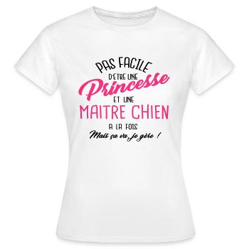 Princesse et maitre-chien - T-shirt Femme - blanc - Devant - AI Model Female 172 dark (172cm)