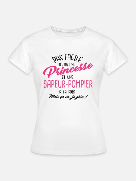 Princesse et sapeur-pompier - T-shirt Femme - blanc