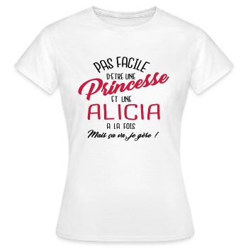 Princesse et Alicia - T-shirt Femme - blanc - Devant - AI Model Female 172 dark (172cm)