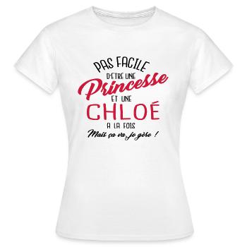 Princesse et Chloé - T-shirt Femme - blanc - Devant - AI Model Female 172 dark (172cm)