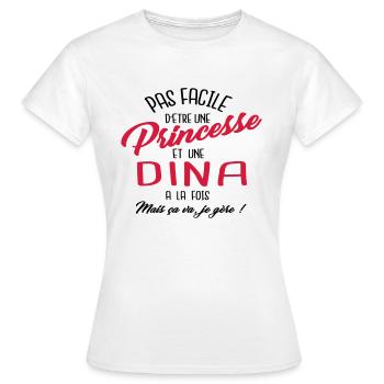 Princesse et Dina - T-shirt Femme - blanc - Devant - AI Model Female 172 dark (172cm)