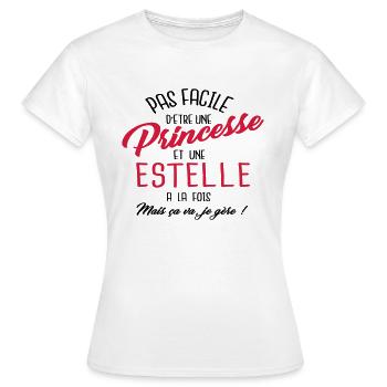 Princesse et Estelle - T-shirt Femme - blanc - Devant - AI Model Female 172 dark (172cm)