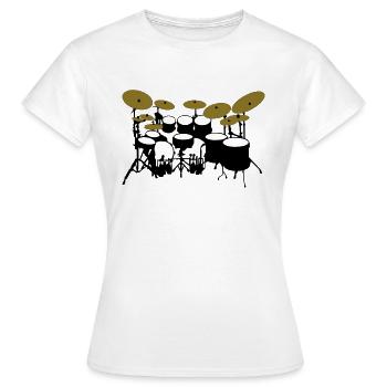 Large drumkit - Women's T-Shirt - white - Front - AI Model Female 172 dark (172cm)