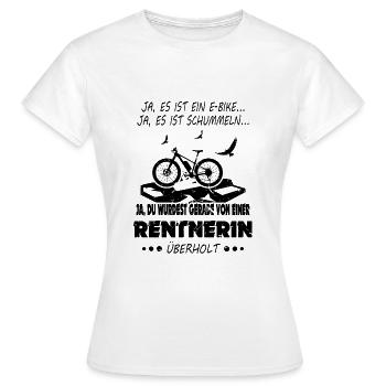 Von Ebike Rentnerin überholt Fahrrad Rente Spruch - Frauen T-Shirt - Weiß - Vorne - AI Model Female 172 dark (172cm)