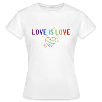 L’amour, c’est l’amour ! Déclaration Gay Pride LGBTQI+ - T-shirt Femme - blanc - Devant - AI Model Female 172 dark (172cm)