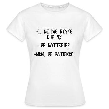 il ne me reste que 5% - T-shirt Femme - blanc - Devant - AI Model Female 172 dark (172cm)