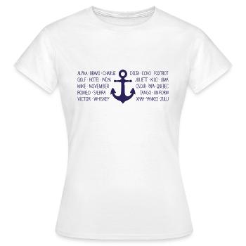 Radio maritime de l’alphabet de l’OTAN avec ancre bleue - T-shirt Femme - blanc - Devant - AI Model Female 172 dark (172cm)