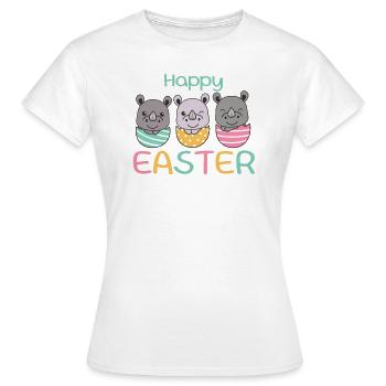 rhinocéros mignons à Pâques avec des œufs de Pâques rhinocéros - T-shirt Femme - blanc - Devant - AI Model Female 172 dark (172cm)