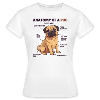 Explication du chien Anatomie d’un carlin - T-shirt Femme - blanc - Devant - AI Model Female 172 dark (172cm)