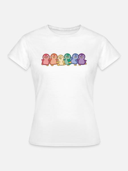 Regenbogen Pinguin Flag Pride LGBTQ süße Pinguine - Frauen T-Shirt - Weiß
