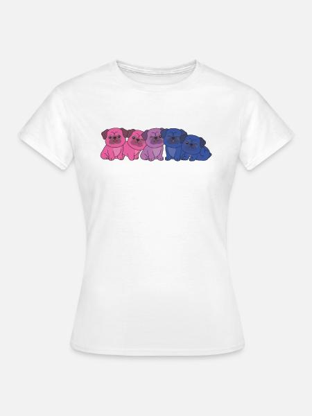 Bisexuell Flag Pride LGBTQ süßer Mops - Frauen T-Shirt - Weiß