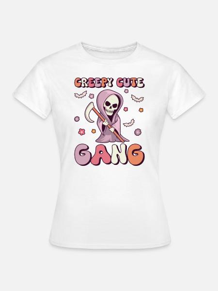 creepy cute Gang groovy sensenmann vintage - Frauen T-Shirt - Weiß