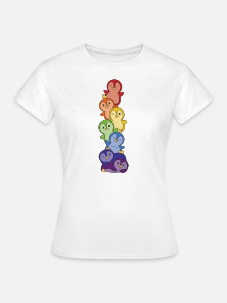 Regenbogen Pinguin süße bunte Pinguin für Kinder - Frauen T-Shirt - Weiß