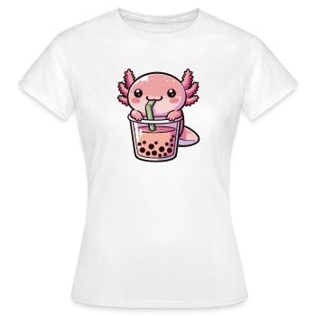 Kawaii Axolotl Bubble Tea Boba Axolotl - Frauen T-Shirt - Weiß - Vorne - AI Model Female 172 dark (172cm)