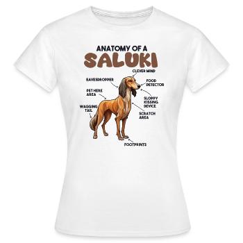 Explication du chien Anatomie d’un Saluki - T-shirt Femme - blanc - Devant - AI Model Female 172 dark (172cm)