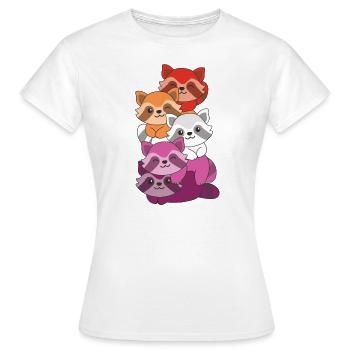 Lesbische Flag Pride LGBTQ süßer Waschbär - Frauen T-Shirt - Weiß - Vorne - AI Model Female 172 dark (172cm)