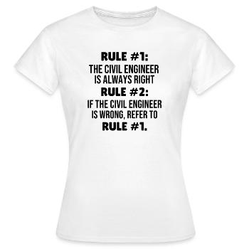 Ingénieur civil Règles Étudiants en génie civil Drôle - T-shirt Femme - blanc - Devant - AI Model Female 172 dark (172cm)