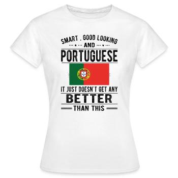 Portuguese Portugal Flag Portuguese origin - Women's T-Shirt - white - Front - AI Model Female 172 dark (172cm)