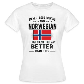 Norwegian Norway flag Norwegian origin - Women's T-Shirt - white - Front - AI Model Female 172 dark (172cm)