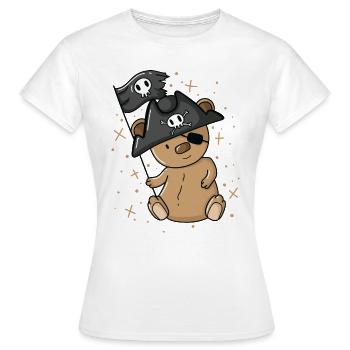 Ours en peluche pirate avec un cache-œil - T-shirt Femme - blanc - Devant - AI Model Female 172 dark (172cm)