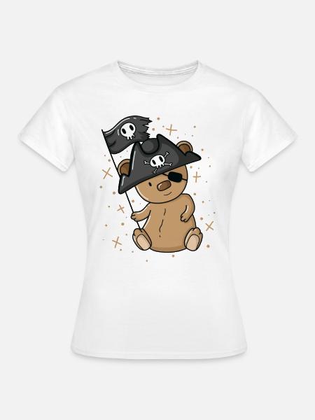 Piraat Teddybeer met Pirate Hat Eye Patch - Vrouwen T-shirt - wit