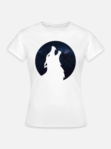 Wolf silhouette Galaxy - Frauen T-Shirt - Weiß