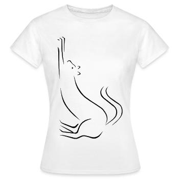 Katze Strichzeichnung - Frauen T-Shirt - Weiß - Vorne - AI Model Female 172 dark (172cm)