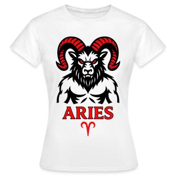 Signe du zodiaque Bélier avec symbole de cornes - T-shirt Femme - blanc - Devant - AI Model Female 172 dark (172cm)